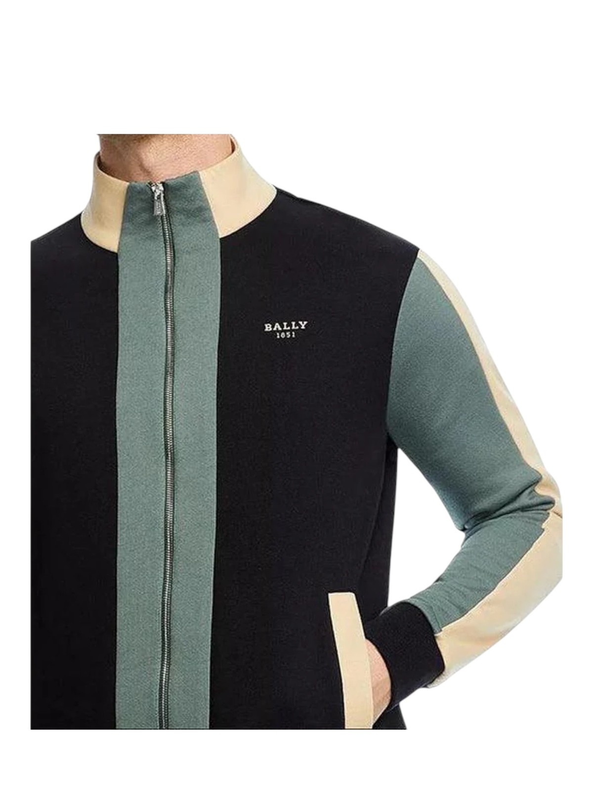 Bally 6302785 Men's Black & Sage Organic Cotton Track Jacket MSRP $693 - second product detail image