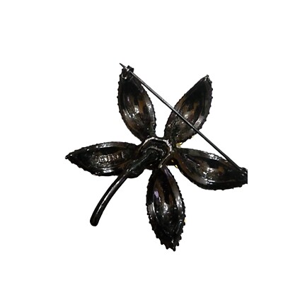 Vintage Signed B.S.K. Dimensional Sparkly Rhinestone Flower Brooch