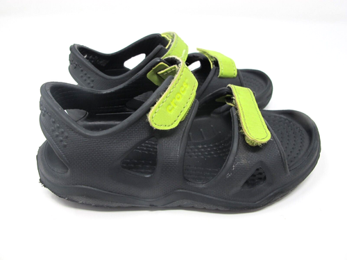 Crocs Size 7 Swiftwater River BLACK and GREEN Slip On Comfort Hook Loop - Picture 3 of 9