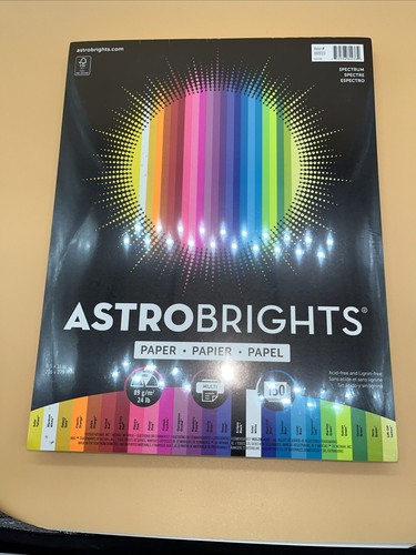 Astrobrights Color Paper 8.5” x 11” 24 lb/89 gsm"Spectrum" 25-Color 150 Sheets