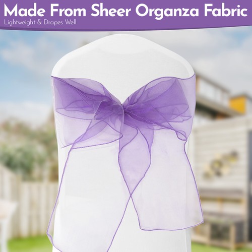 Silla de organza de boda fajas ancho lazo completo para decoración de fiesta 1x-100x - Imagen 181 de 391