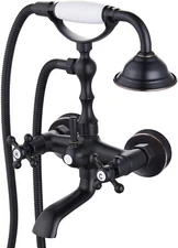 Clawfoot Tub Faucet Wall Mount Black&Bronze Bathroom Tub Filler with Hand Shower