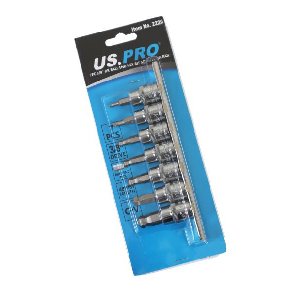 US PRO 3/8"" Hex Allen Bit Key Sockets Ball End Socket Set Ratchet Tool Bergen