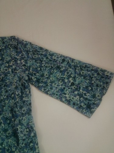 Oak Trellis Womens Blue Floral Long Sleeve V-Neck Tunic Top Polyester Size 3X - Picture 15 of 17