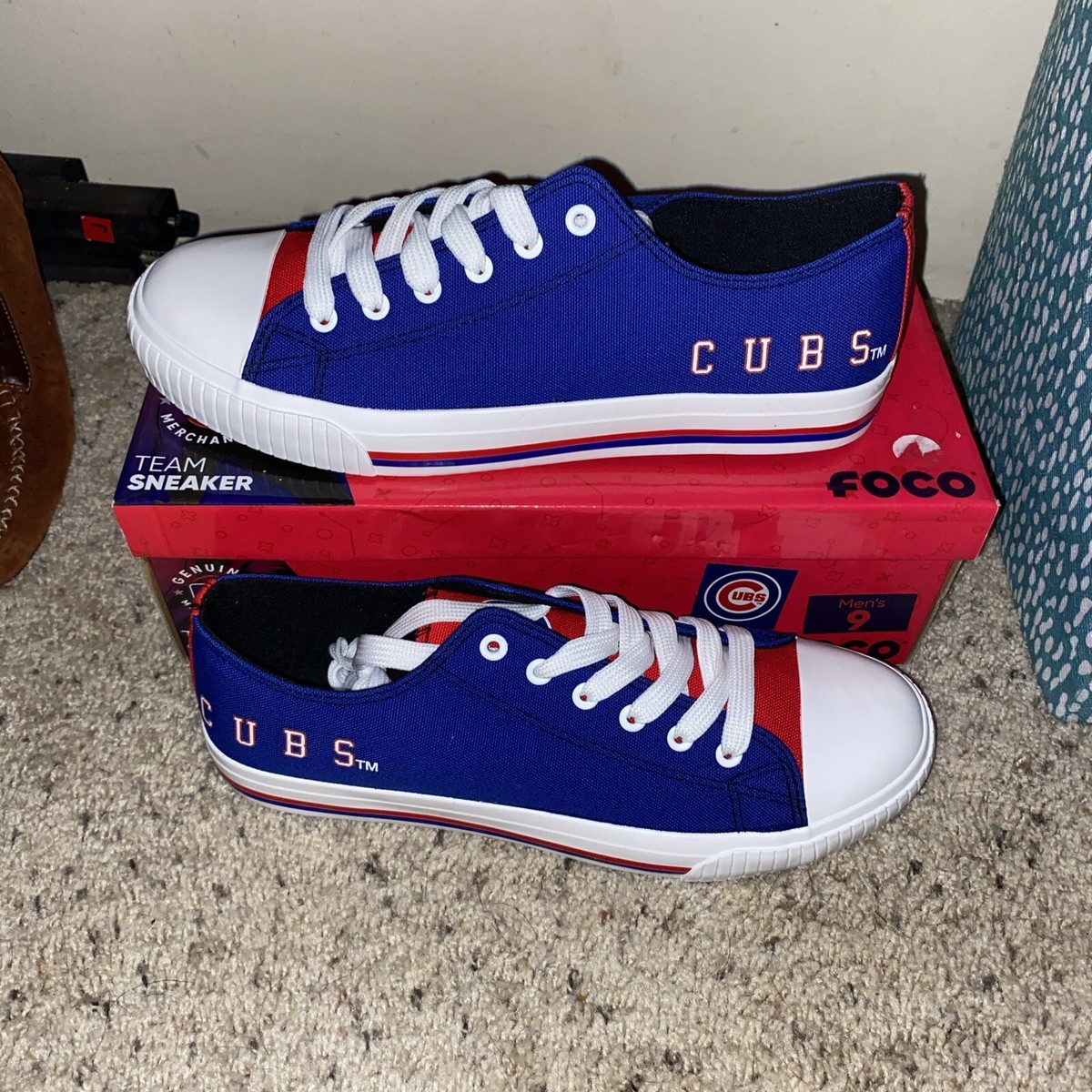 New! Chicago Cubs Men's Low Top Logo FOCO Canvas Sneakers New Men's