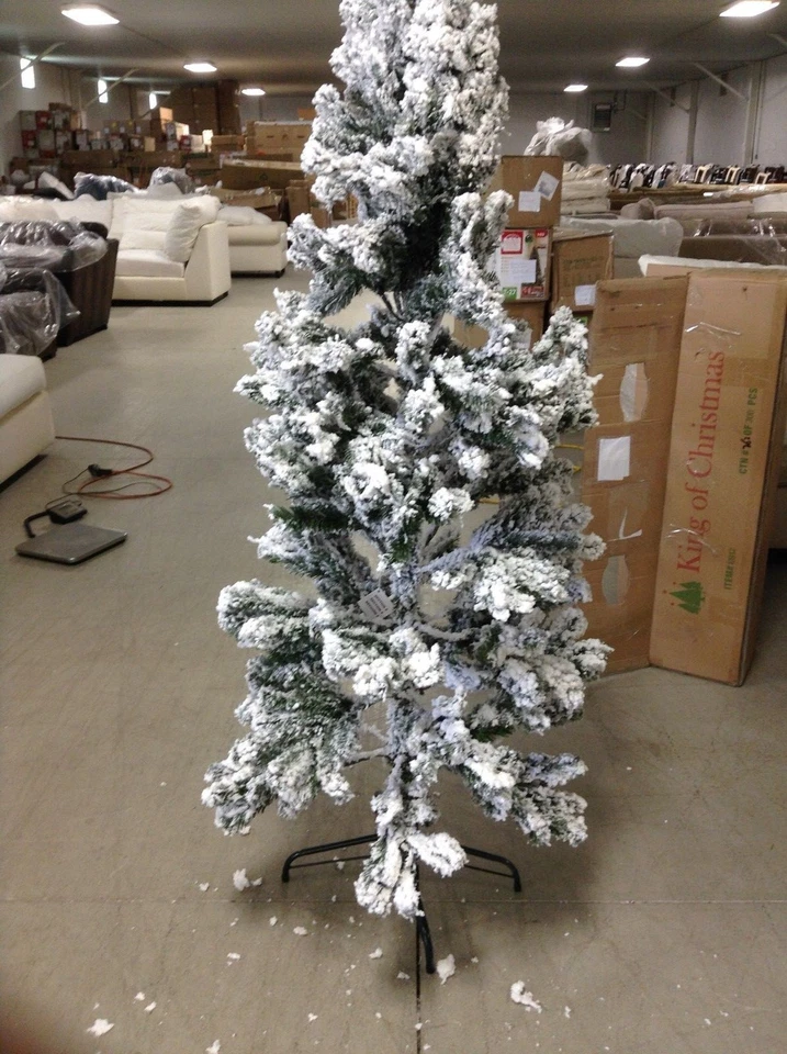 Rei do Natal 6' lápis flocado príncipe sem iluminação árvore de Natal artificial - Imagem 4 de 4