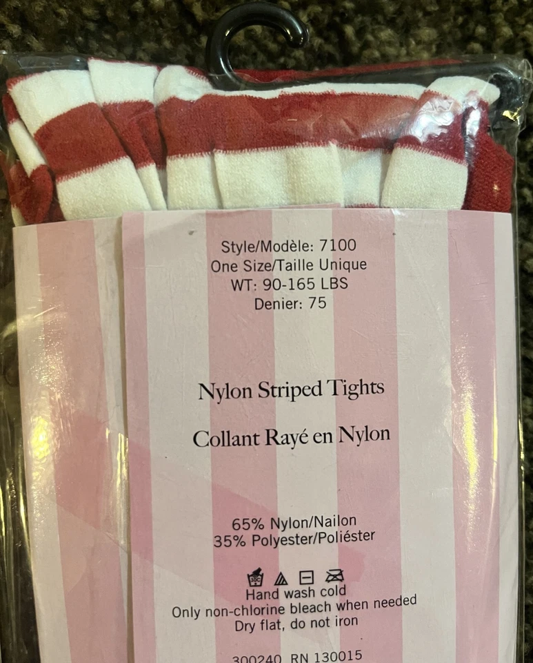 Medias Leg Avenue Nylon Rayas Rojo Blanco Talla Única Halloween Navidad Foto 3 de 4