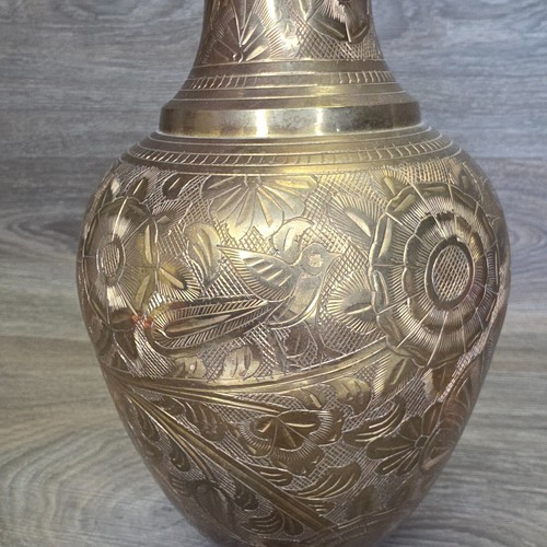 Jarrón antiguo original dorado plata pájaro Oriente Medio flor grabado a mano 10,5 - Imagen 10 de 15