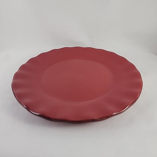 Park Designs Village Salad Plate 8.5" Persimmon Red Scalloped - Picture 2 of 5