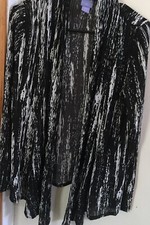 Laura Scott Petite XLP Black & White Cover Jacket Layering Open Front 16-18