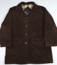 Vintage 90s East West Corduroy Plaid Lined Long Jacket Vtg Womens USA 1990s Cord