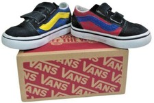 Vans Old Skool V Checker Blue Red Yellow Boys OTW Skate Toddler Shoes sz 5.0