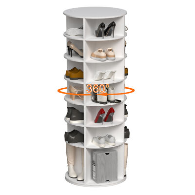 7 Tier Rotating Shoe Rack Tower 360 Degree Shoe Organizer Holds 28