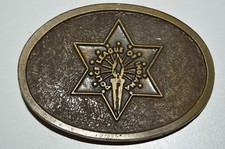 Vintage 1970s POLICE League of INDIANA Solid Brass Tone Belt Buckle Rare