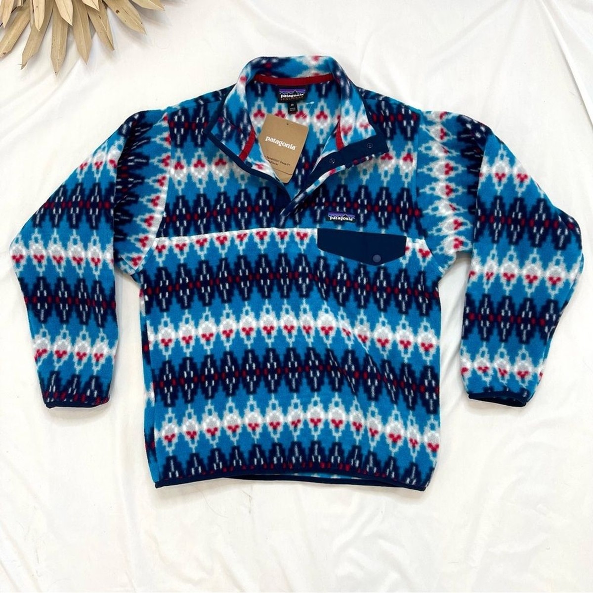 Patagonia Synchilla Snap-T Fleece Forest Carpet Deep Sea Blue Red