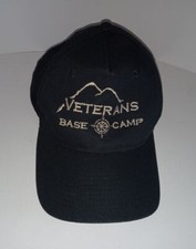 Veterans Base Camp Black Baseball Cap Port & Company   Adjustable Hook and Loop