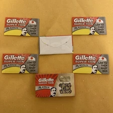 5 Double Edge Razor Blades, Gillette Super Thin Platinum