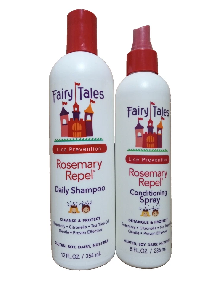 Xampu diário repelente de alecrim Fairy Tales 12 oz e spray condicionador 8 oz + pente - Imagem 2 de 4