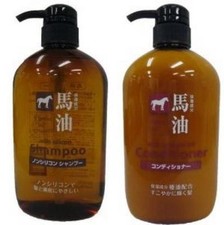 Kumano HORSE OIL Hair Care Shampoo  Conditioner For damage hair 600ml Japan