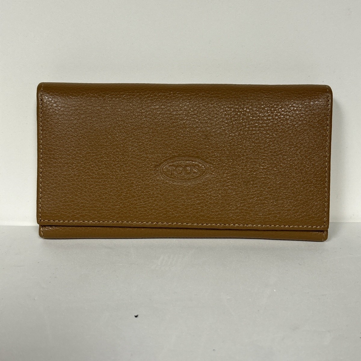 Vintage Tod's Brownish Mustard Leather Logo Continental Flap