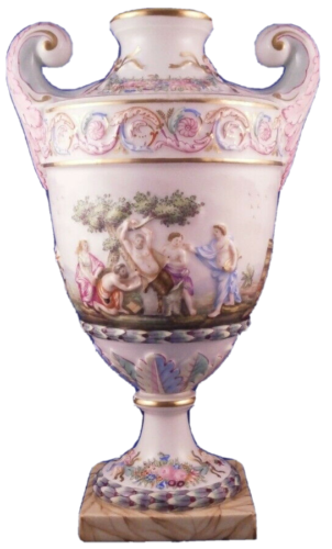 Antique 19thC Ginori Doccia Porcelain Vase Capodimonte Relief Scene Porzellan - Picture 1 of 11