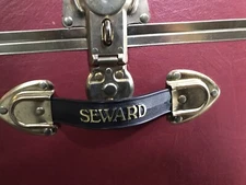 Vintage SEWARD Steamer Trunk Red 12×16×30 with Brass Corners