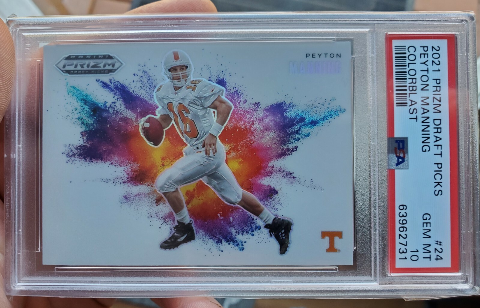 2021 Prizm DP Color Blast #24 Peyton Manning Tennessee Vols PSA 10 Gem Mint SSP!
