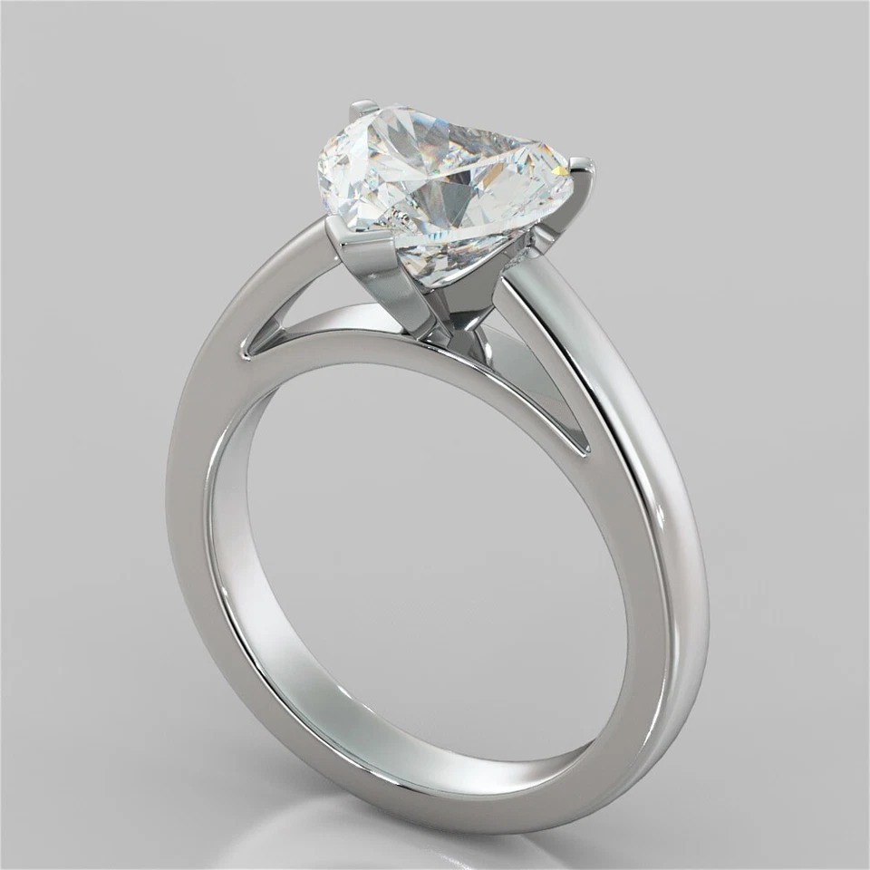 Heart Cut 2.00 Ct Lab Grown Diamond Bridal Ring Solid 14K White Gold size 6 - Image 3 of 4