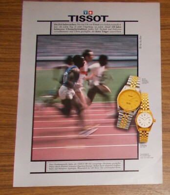 Seltene Werbung TISSOT PR 100 & PR 100 SAPHIR Uhren - Laufsport 1984