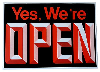 Open/Closed Big Visible Sign With 3D Graphics 18 Wide x 13 High Double Sided