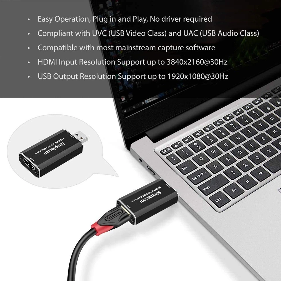 HDMI to USB 2.0 Capture Card Full HD 1080p for Live Video Streaming Recording - image 4 of 4