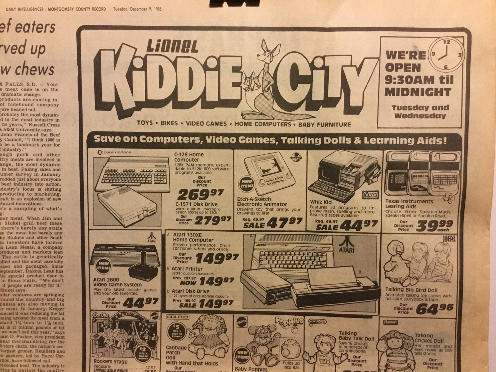 Vintage Nostalgic 1980’s Lionel Kiddie City Toy Store Newspaper Ad 1986