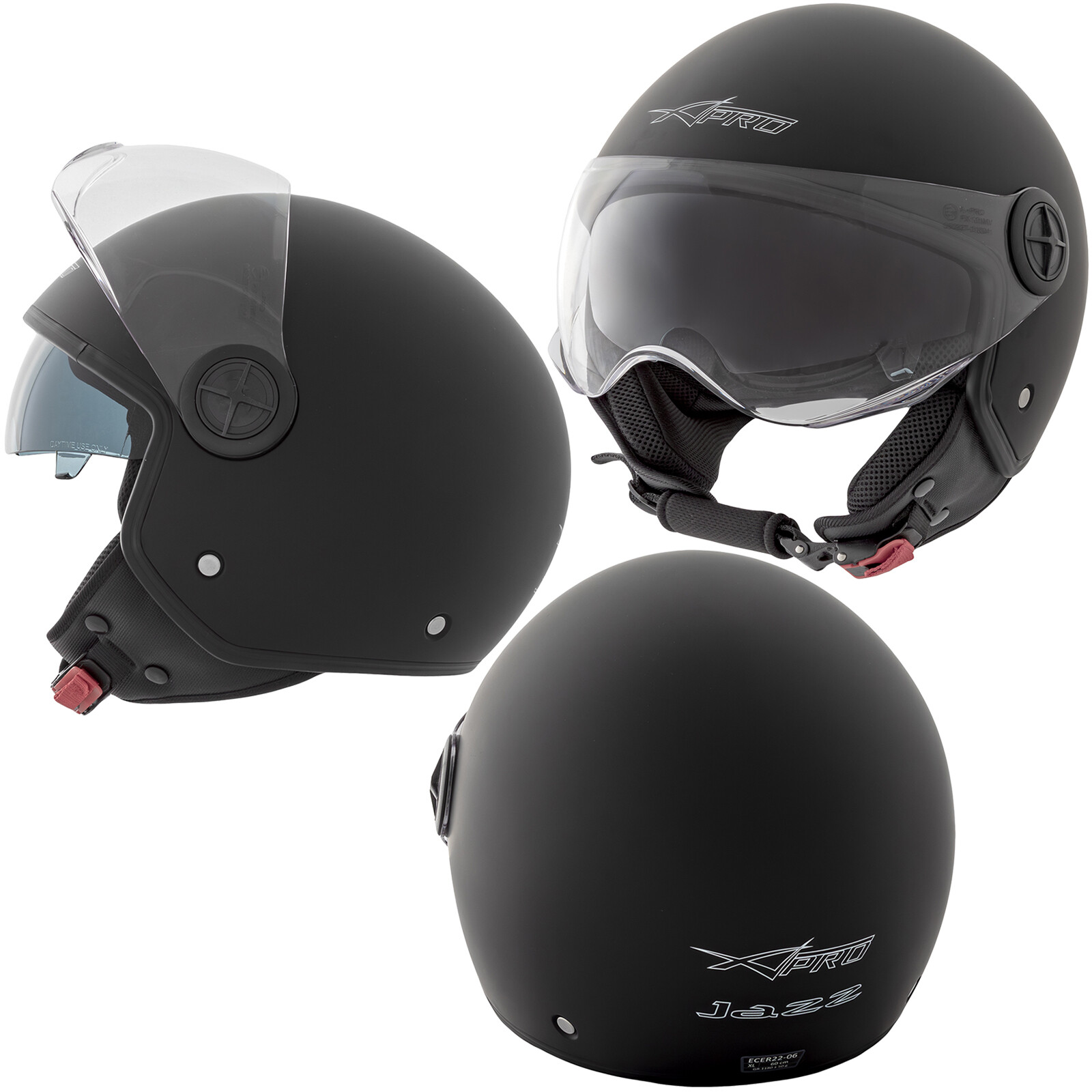 Jet Helmet Scooter Scratchproof Motorcycle Open Sun Visor ECE 22-06 Matt Black M