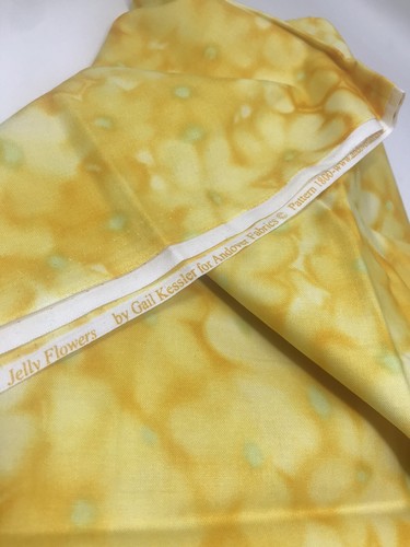 Jelly Flowers Fabric Gail Kessler for Andover Yellow Green Quilt Batik 1 Y F46 - Picture 3 of 4