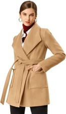 Allegra K Women's Winter Shawl Collar Long Sleeve Tie Belt Wrap Coats with Pocke