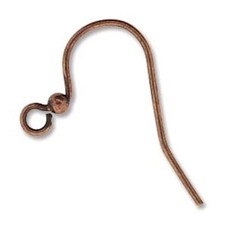 12 Antiqued Copper Plated Brass 25mm Hook  Ball FishHook Earwire Earrings