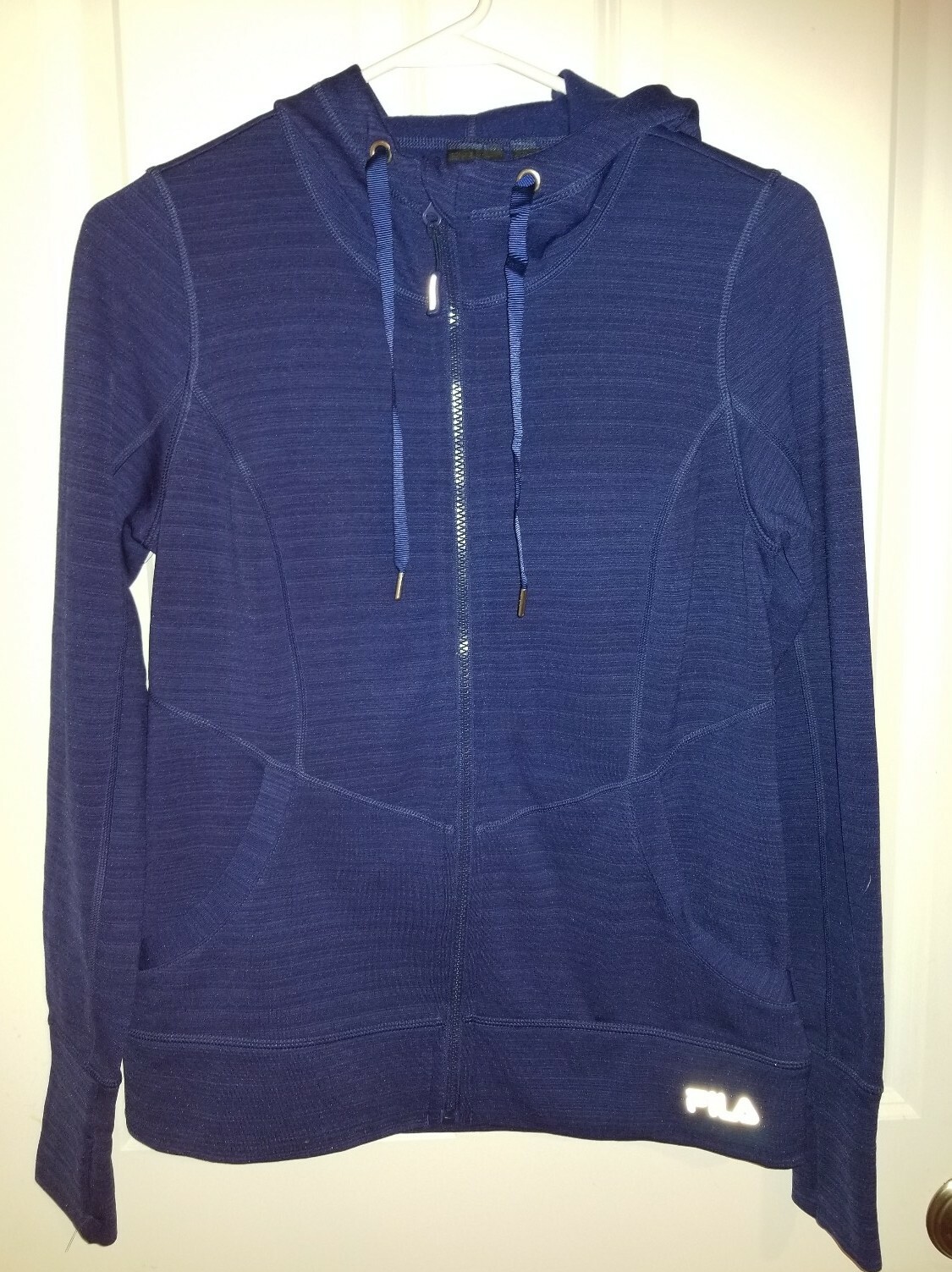 New Women's FILA Full Zip Hoodie Sweatshirt Thumbholes Sz XS Blue NWT $55