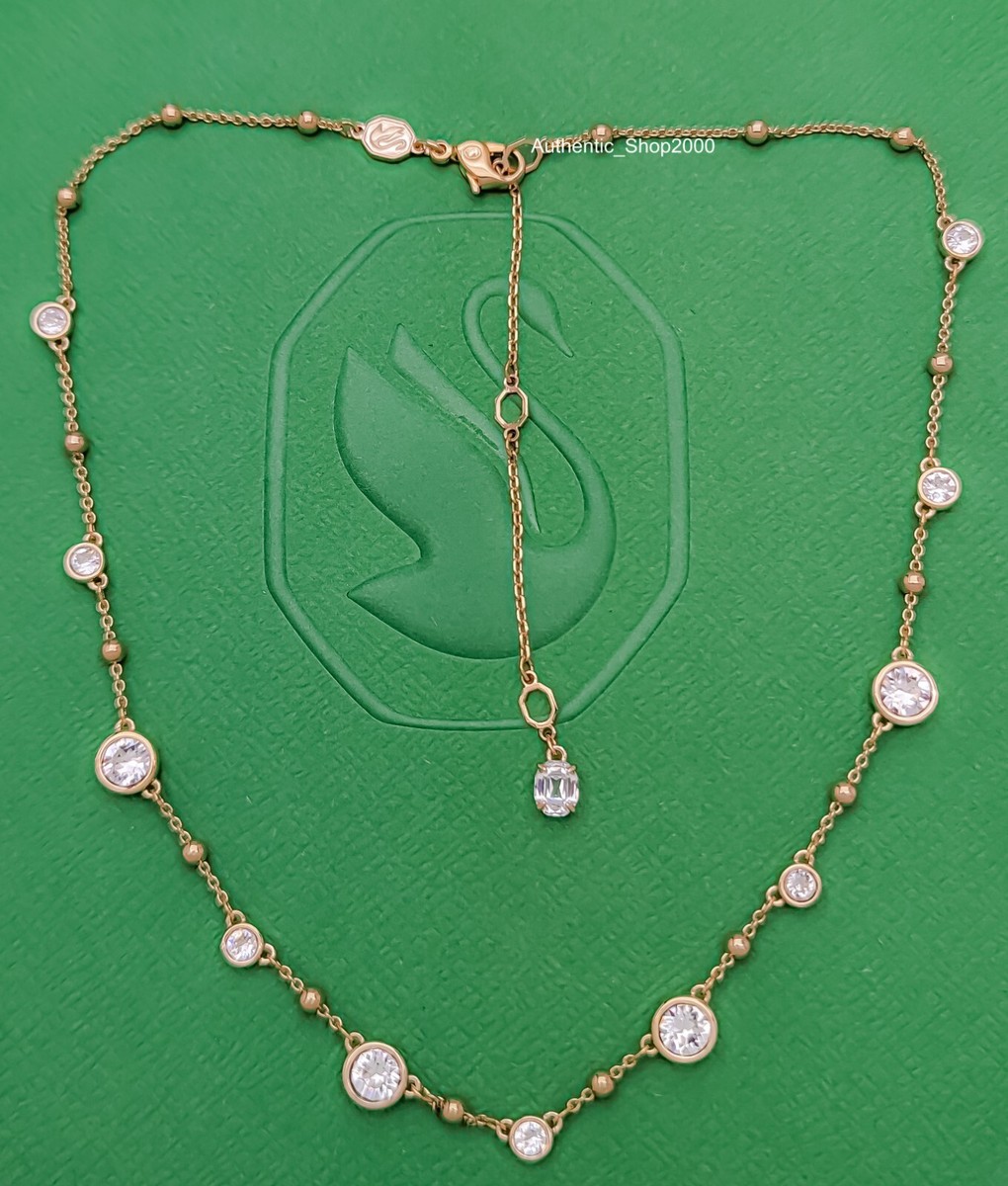 【SWAROVSKI】Imber ネックレス 5680090 NEW 100% SWAROVSKI Gold White Crystals Bead Scattered Imber