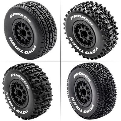 4Pcs 112mm 1/10 Short Course Truck Tires Wheels W/ 12mm Hex Slash Arrma Rc Car