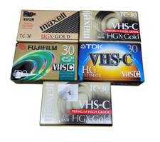 Maxell TDK Fujifilm VHS-C HGX-Gold TC-30 Blank Camcorder Tapes 5 LOT Sealed