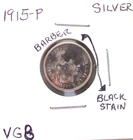 1915 PHILADELPHIA BARBER SILVER DIME IN VERY GOOD CONDITION.