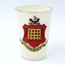 VINTAGE GRAFTON CRESTED CHINA - MINIATURE MODEL OF TUMBLER / CUP - HARWICH CREST