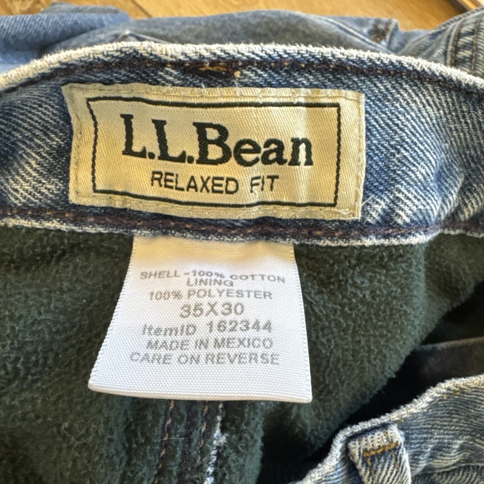 Vintage LL Bean Jeans Mens 34 x 30 Blue Denim Flannel Lined Relaxed Fit - Image 4 of 4