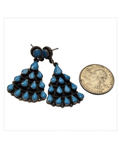 Renaissance Bernice Goodspeed Taxco Mexico Sterling Silver Turquoise Earrings - Picture 2 of 5