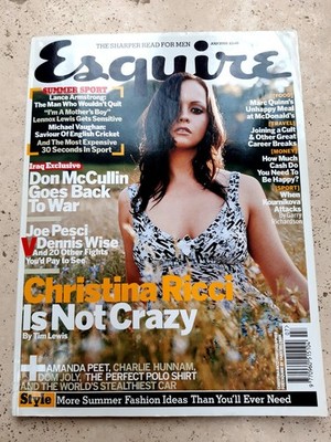 Esquire magazine July 2003 Christina Ricci cover, Don McCullin, Summer fashion