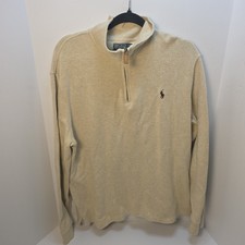 Vintage Polo Ralph Lauren Sweater Mens Size Large Quarter Zip Sweatshirt Pony