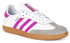 Adidas Samba Og J Lace Up Junior Boys Sneakers In White Purple US 3 - 7