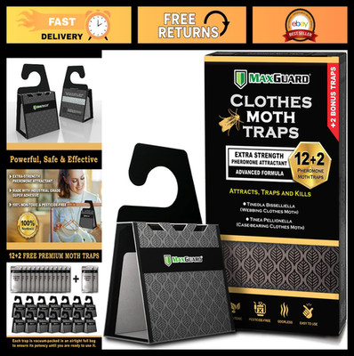 Extra Strength Moth Traps (14 Pack) - Non-Toxic Sticky Glue for Closets & Carpet