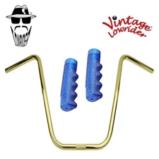 Original Lowrider 16" 22.2 D Handlebar Gold 120mm Grips Sparkle/Blue