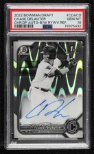 2022 Bowman Draft Black & White RayWave Refractor Chase Delauter PSA 10 Auto mo6